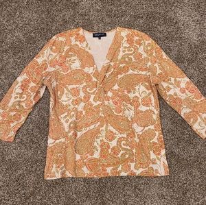 Jones New York Signature Paisley Print Tie Blouse